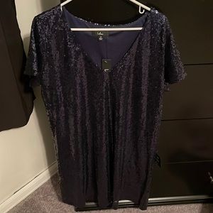 Lulus Navy Blue Sequin Shift Dress